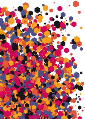 soyut sanat renkli beyaz zemin üzerinde dağıtılmış çokgenler 