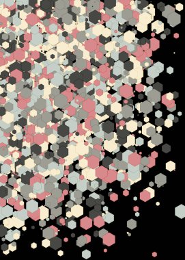 soyut sanat renkli dağıtılmış çokgenler siyah arkaplanda 