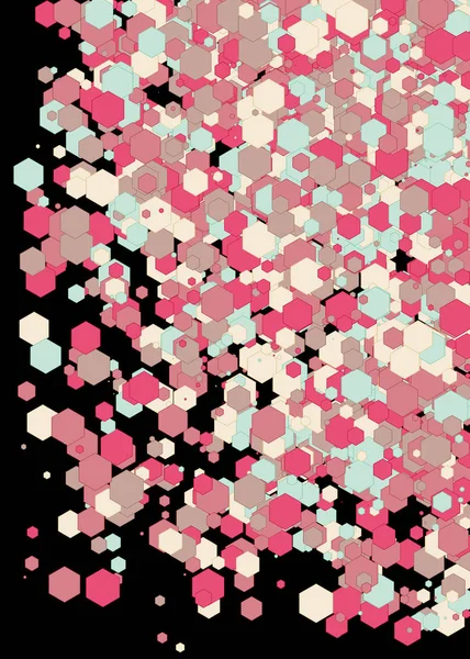 Abstracte Kunst Kleurrijke Gedistribueerde Polygonen Zwarte Achtergrond — Stockvector