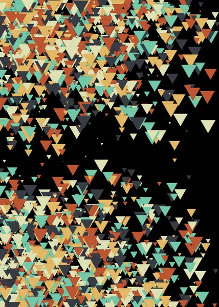 Arte Abstrata Triângulos Distribuídos Coloridos Fundo Preto — Vetor de Stock
