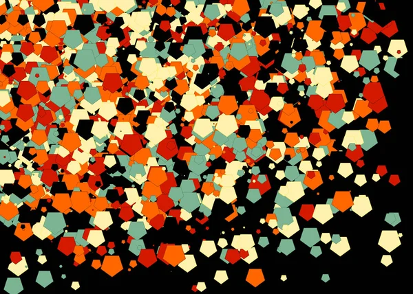 Arte Abstrata Polígonos Coloridos Distribuídos Fundo Preto — Vetor de Stock