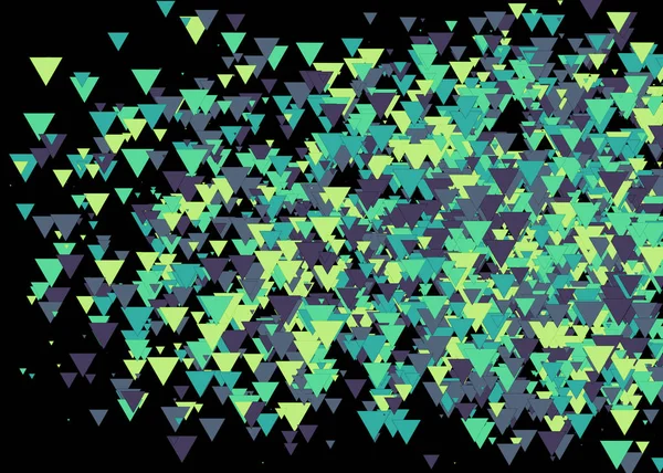Abstract Art Colorful Distributed Triangles Black Background — Stock vektor