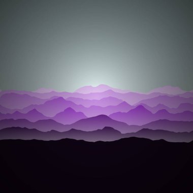 Koyu ve mor dağlar manzara üretken sanat arkaplan çizimleri