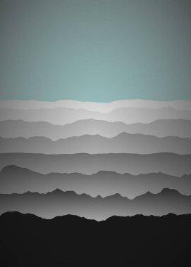 Koyu ve mavi dağlar manzara üretken sanat arkaplan çizimleri