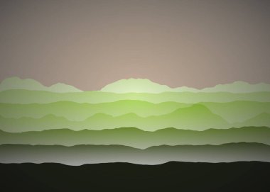 Koyu ve yeşil dağlar manzara üretken sanat arkaplan çizimleri