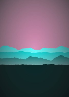 Renkli dağlar manzara üretken sanat arkaplan çizimi