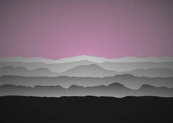 Montañas Oscuras Moradas Paisaje Arte Generativo Fondo Ilustración — Vector de stock