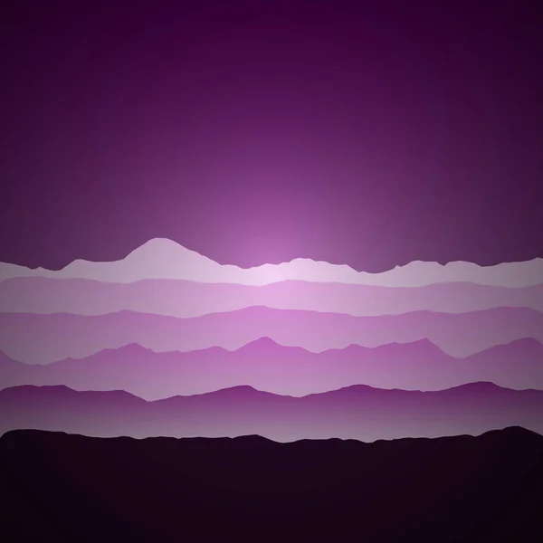 Montañas Oscuras Moradas Paisaje Arte Generativo Fondo Ilustración — Vector de stock