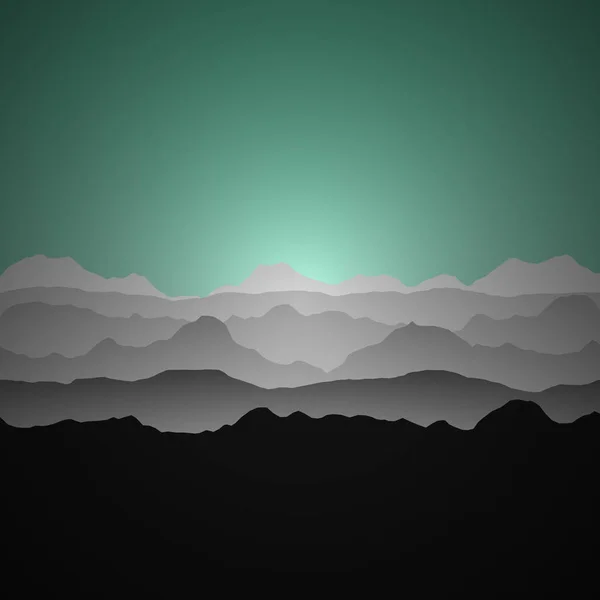 Dark Green Mountains Landscape Generative Art Background Illustration — Stock Vector