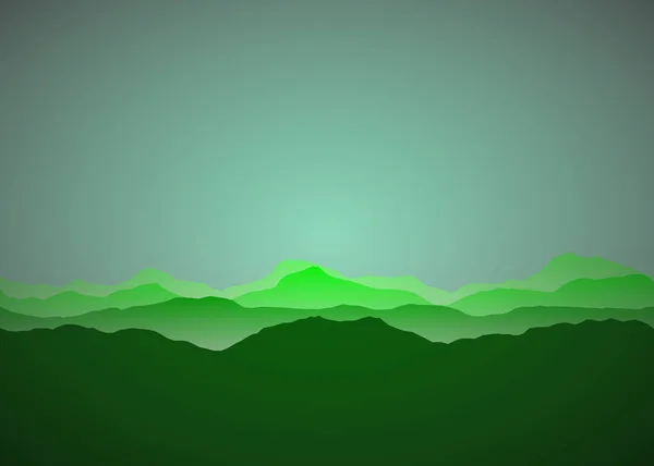 Dark Green Mountains Landscape Generative Art Background Illustration — Stock Vector