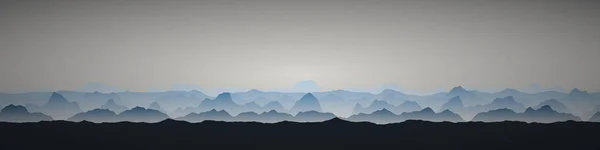 Dunkle Und Blaue Berge Landschaft Generative Kunst Hintergrund Illustration — Stockvektor