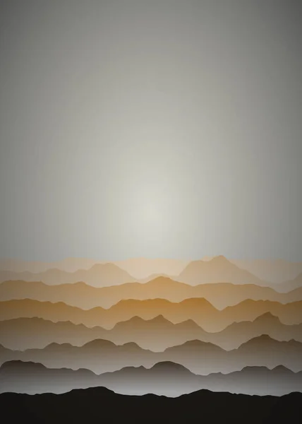 Montañas Oscuras Amarillas Paisaje Arte Generativo Fondo Ilustración — Vector de stock