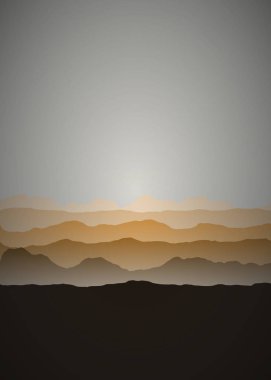 Koyu ve sarı dağlar manzara üretken sanat arkaplan illüstrasyonu