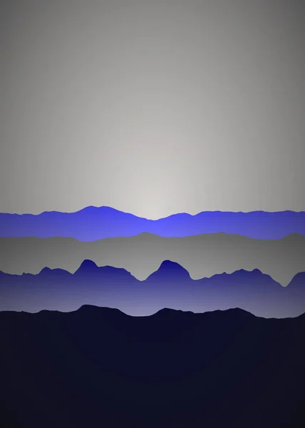 Montañas Oscuras Azules Paisaje Arte Generativo Fondo Ilustración — Vector de stock