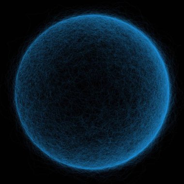 Koyu arkaplanda soyut üretken mavi küre  