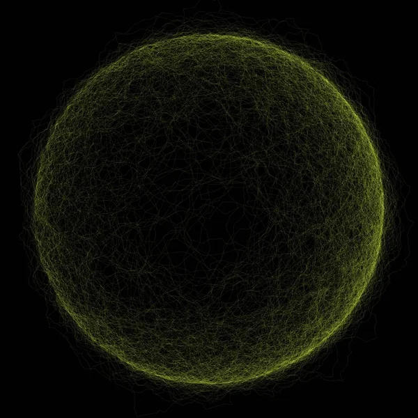 Abstract generative art green sphere on dark background