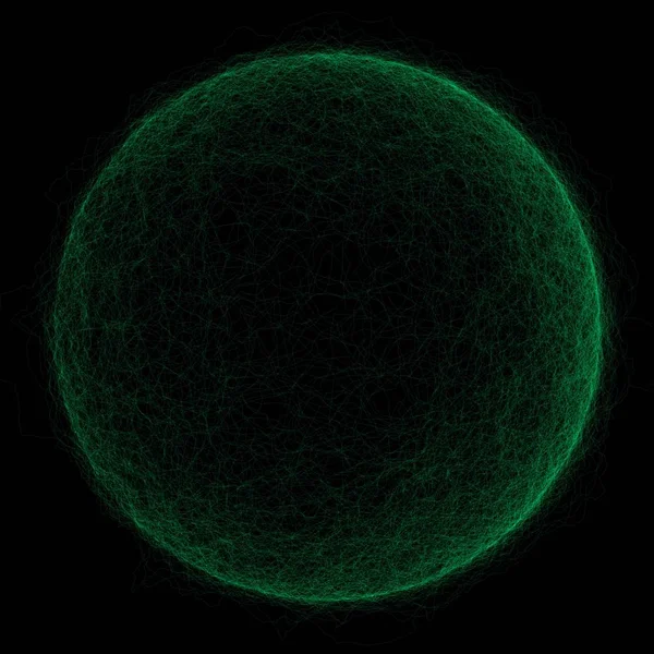 Abstract generative art green sphere on dark background