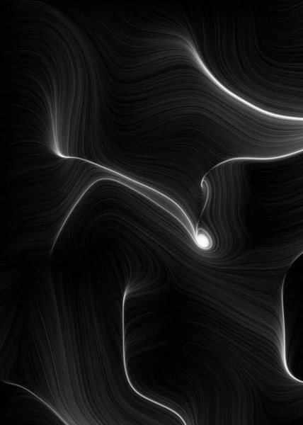 白黒のジェネレーティブ アート波状のランダム ノイズ ドローイング図 — ストック写真