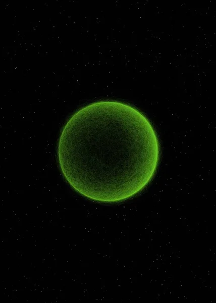 Abstract generative art green sphere on dark background