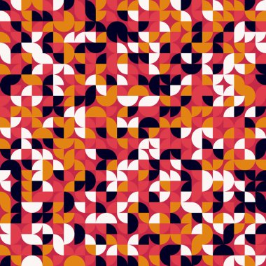 Seamless pattern random colored quarter circles Generative Art background illustration