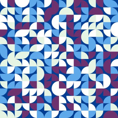 Seamless pattern random colored quarter circles Generative Art background illustration