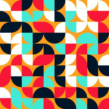 Seamless pattern random colored quarter circles Generative Art background illustration