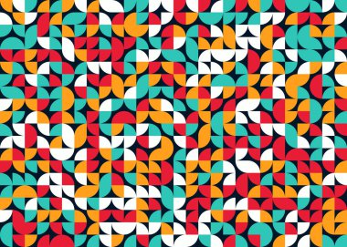 Seamless pattern random colored quarter circles Generative Art background illustration
