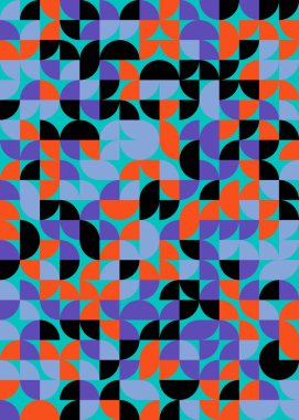 Seamless pattern random colored quarter circles Generative Art background illustration