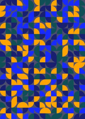 Seamless pattern random colored quarter circles Generative Art background illustration