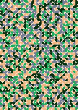 Seamless pattern random colored quarter circles Generative Art background illustration