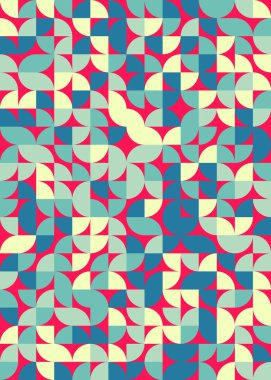 Seamless pattern random colored quarter circles Generative Art background illustration