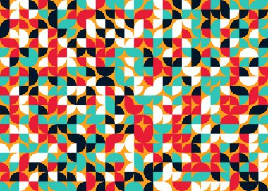 Seamless pattern random colored quarter circles Generative Art background illustration