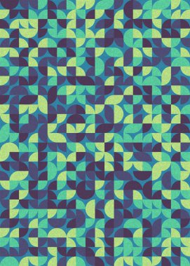 Seamless pattern random colored quarter circles Generative Art background illustration