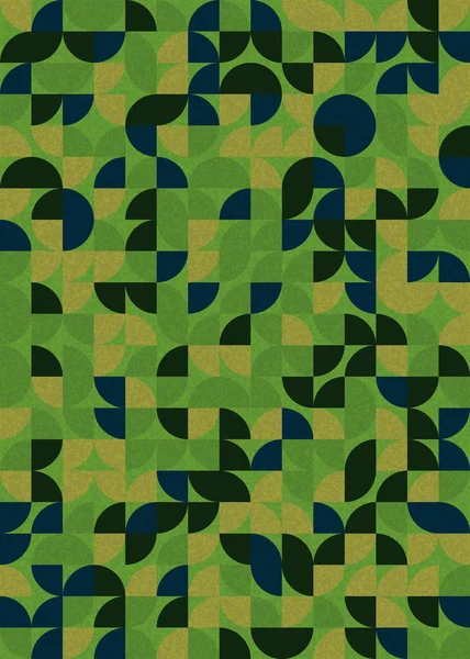 Seamless Pattern Random Colored Quarter Circles Generative Art Background Illustration — Stock Vector