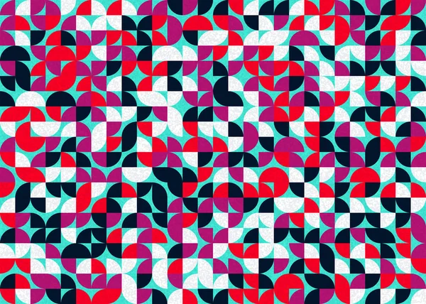 Nahtlose Muster Zufällige Farbige Viertelkreise Generative Kunst Hintergrund Illustration — Stockvektor