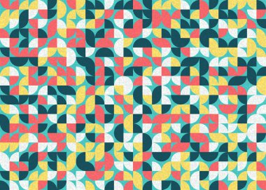 Seamless pattern random colored quarter circles Generative Art background illustration