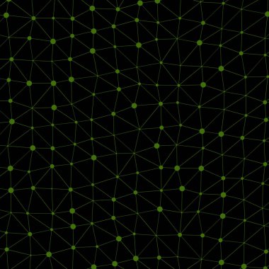 soyut çokgen düşük poli deseni ile bağlı çizgiler ve siyah arkaplan üzerindeki noktalar