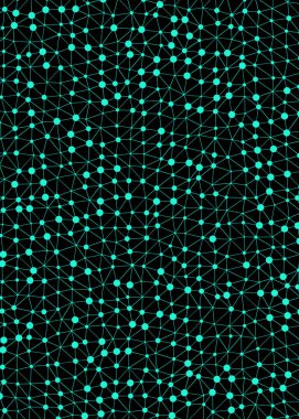 soyut çokgen düşük poli deseni ile bağlı çizgiler ve siyah arkaplan üzerindeki noktalar