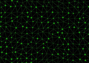 soyut çokgen düşük poli deseni ile bağlı çizgiler ve siyah arkaplan üzerindeki noktalar