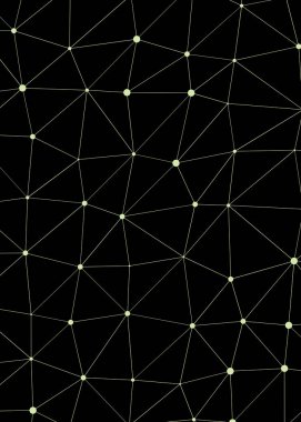 soyut çokgen düşük poli deseni ile bağlı çizgiler ve siyah arkaplan üzerindeki noktalar