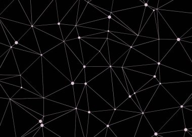 soyut çokgen düşük poli deseni ile bağlı çizgiler ve siyah arkaplan üzerindeki noktalar