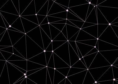 soyut çokgen düşük poli deseni ile bağlı çizgiler ve siyah arkaplan üzerindeki noktalar