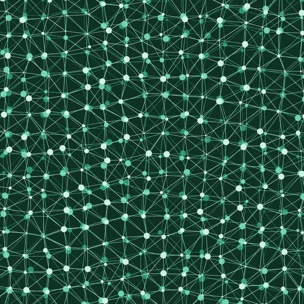 Абстрактный Многоугольный Низкополюсный Рисунок Связными Линиями Точками Зеленом Фоне — стоковый вектор