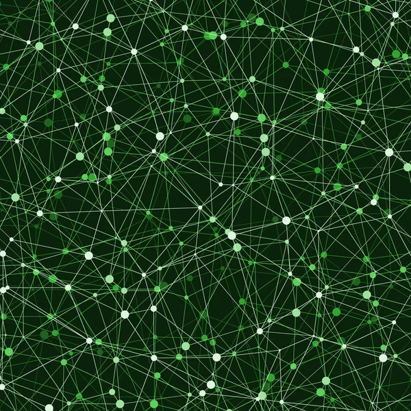 Абстрактный Многоугольный Низкополюсный Рисунок Связными Линиями Точками Зеленом Фоне — стоковый вектор