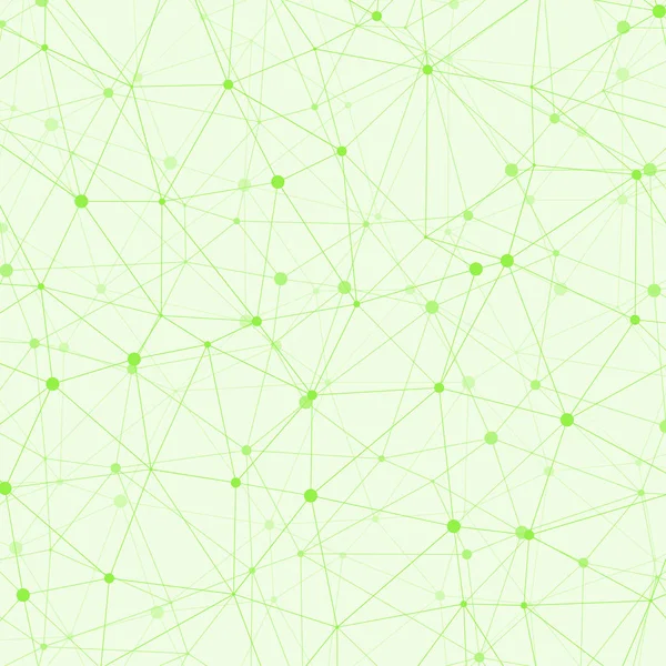 Patrón Poligonal Abstracto Poli Bajo Con Líneas Conectadas Verdes Puntos — Vector de stock