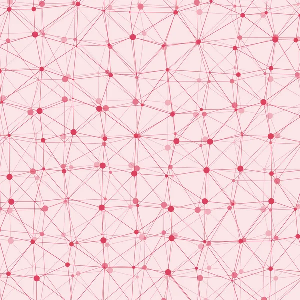 色彩斑斓背景下带有粉红连通线条和圆点的多角形低矮图案 — 图库矢量图片