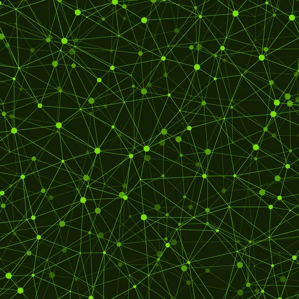 Абстрактный Многоугольный Низкополюсный Рисунок Зелеными Связными Линиями Точками Красочном Фоне — стоковый вектор
