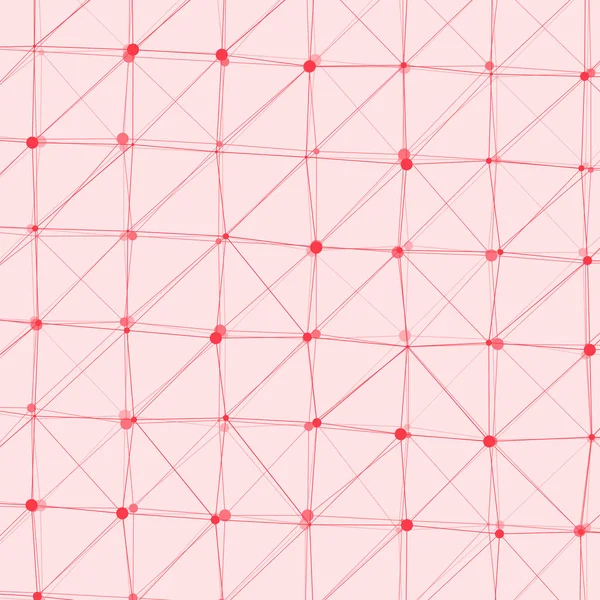Astratto Modello Poligonale Basso Poli Con Linee Punti Collegati Rosa — Vettoriale Stock