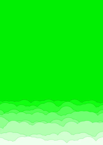 Abstract Green Color Clouds Sky Generative Art Background Illustration — 图库矢量图片