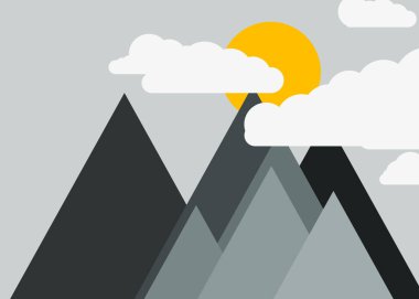 Rastgele yerleştirilen dağlar panorama, üretken sanat arka planı, vektör illüstrasyonu  